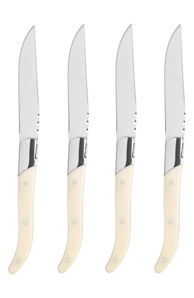 French Home Stainless-steel Laguiole Set Of 4 Connoisseur Steak Knives With Handles In Faux Ivory