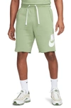 Nike Club Alumni Sweat Shorts In Oil Green/ White/ White