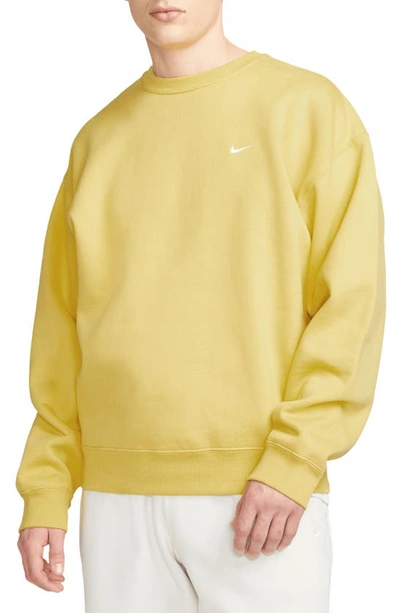 Nike Solo Swoosh Oversize Crewneck Sweatshirt In Yellow