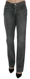 Just Cavalli Gray Washed Mid Waist Straight Denim Pants Jeans In Gray