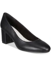 EASY STREET PROPER WOMENS FAUX LEATHER BLOCK HEEL PUMPS