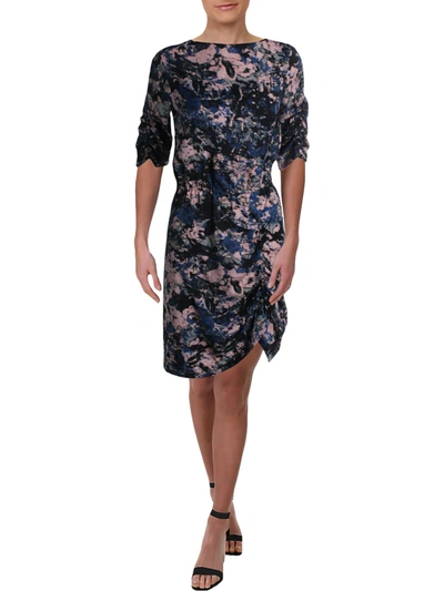 Kenneth Cole New York Womens Printed Cinched Party Dress In Multi