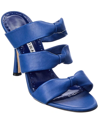 Manolo Blahnik Gyrica 105 Leather Sandal In Blue