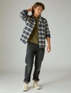 Lucky Brand Plaid Quilted Flannel Shirt Jacket In Blue