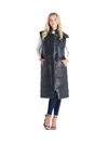 Avec Les Filles Water Resistant Faux Leather Longline Puffer Vest In Black