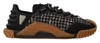 Dolce & Gabbana Black White Fabric Lace Up Ns1 Sneakers In Black