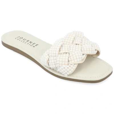 Journee Collection Railley Embellished Slide Sandal In Ivory