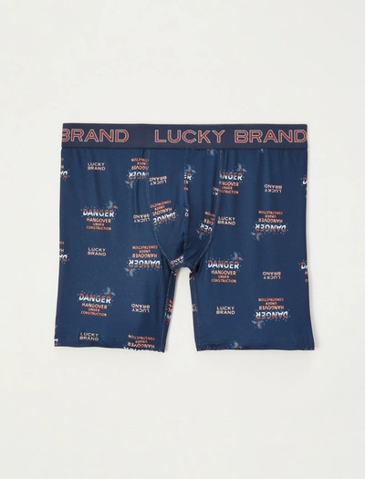 Lucky Brand Holiday Printed Boxer Gift In Blue