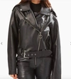 WEWOREWHAT BLACK CROPPED FAUX LEATHER MOTO JACKET IN BLACK