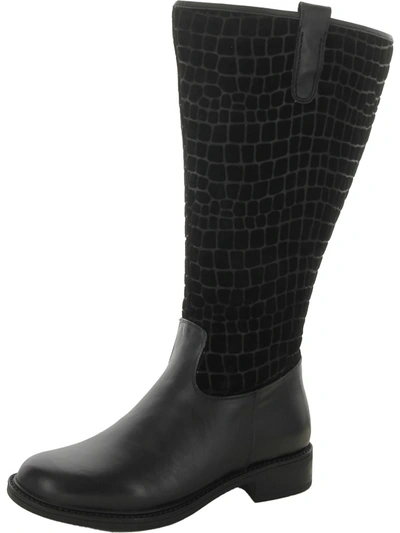 David Tate Best 20 Womens Wide Calf Leather Knee-high Boots In Black