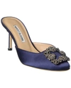 Manolo Blahnik Hangisimu 70 Embellished Satin Mules In Blue
