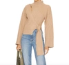 Jonathan Simkhai Amaris Wrap-effect Rib Knit Sweater In Brown