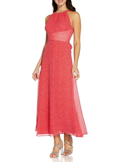 Adrianna Papell Womens Chiffon Dot Print Midi Dress In Multi