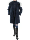 1 Madison Womens Fox Fur Warm Parka Coat In Blue