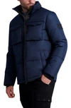 Karl Lagerfeld Quilted Zip Out Hood Puffer Jacket In Navy