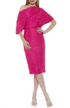 Alexia Admor Tayla Draped One Shoulder Lace Midi Dress In Magenta