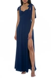 Alexia Admor Arya Sweetheart Tie Strap Maxi Dress In Navy