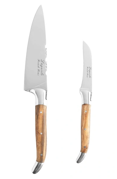 French Home 2pc Laguiole Vegetable Knife Set With Olive Wood Handles In Brown