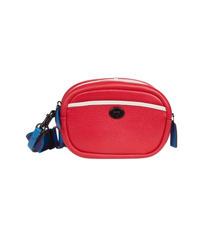 Coach Candy Apple Soft Pebble Leather Colorblock Camera Bag