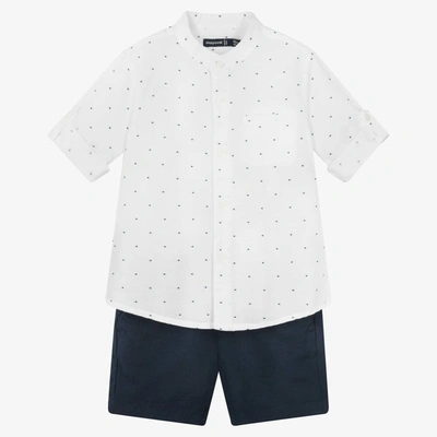 Mayoral Babies' Boys Blue Cotton & Linen Shorts Set