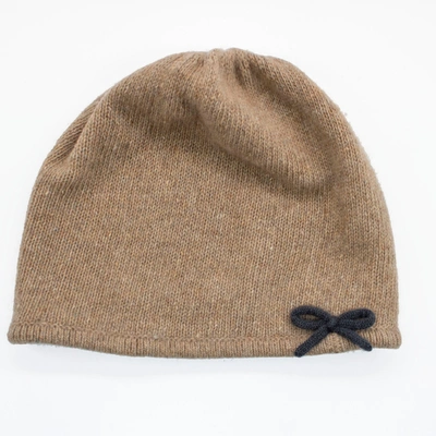 Portolano Hat With Contrast Color Bow In Beige