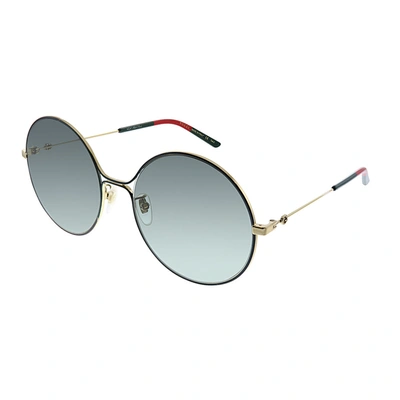 Gucci Gg 0395s 001 Round Metal Sunglasses In Grey,black