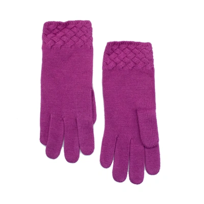 Portolano Gloves With Basket Weave Cuff In Purple