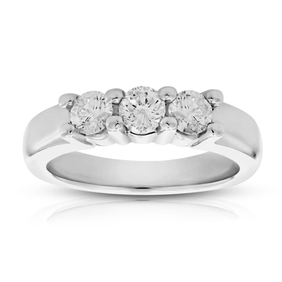 Vir Jewels 1 Cttw Diamond 3 Stone Ring 14k White Gold In Silver