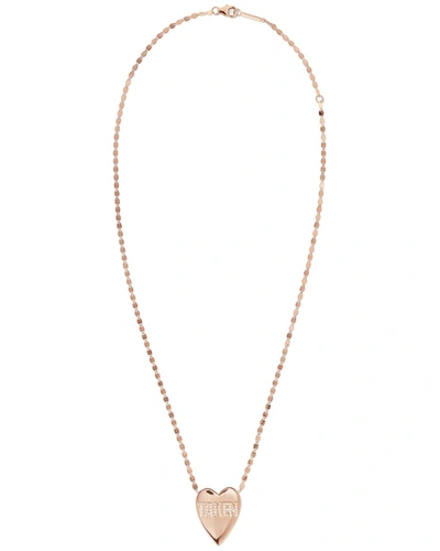 Lana Jewelry 14k Rose Gold 0.14 Ct. Tw. Diamond Taken Heart Necklace In White