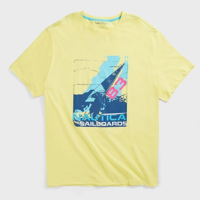 Nautica Mens Big & Tall Sailboard Graphic T-shirt In Yellow