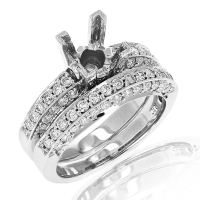 Vir Jewels 1.20 Cttw Semi Mount Diamond Wedding Bridal Set 14k White Gold Round In Silver