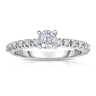 Vir Jewels 0.60 Cttw Diamond Engagement Ring In 14k White Gold Solitaire With Accent Design