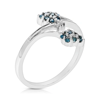 Vir Jewels 1/5 Cttw Blue Diamond Ring Fashion Round 10k White Gold