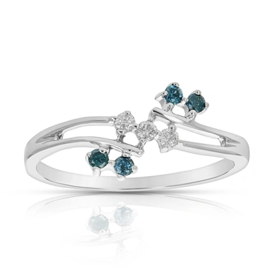 Vir Jewels 0.15 Cttw Blue Diamond Ring Fashion Round 10k White Gold