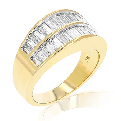 Vir Jewels 2 Cttw Baguette Diamond Wedding Band 14k Yellow Gold Channel Set In Silver