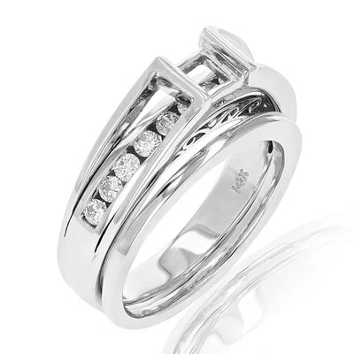 Vir Jewels 1/2 Cttw Diamond Semi Mount Wedding Bridal Set 14k White Gold Princess In Silver