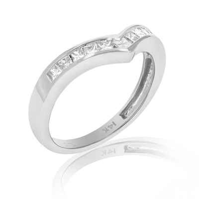 Vir Jewels 1/2 Cttw Princess Diamond V Shape Wedding Band 14k White Gold Channel In Silver