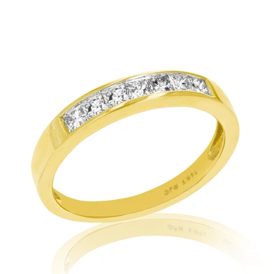 Vir Jewels 1/2 Cttw Princess Diamond Wedding Band 14k Yellow Gold 7 Stones Channel In Silver