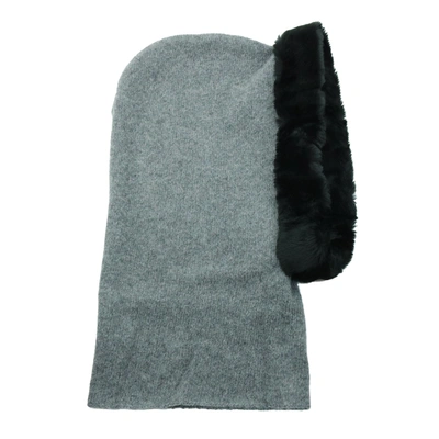 Portolano Cashmere Hoodhat With Fake Fur In Grey