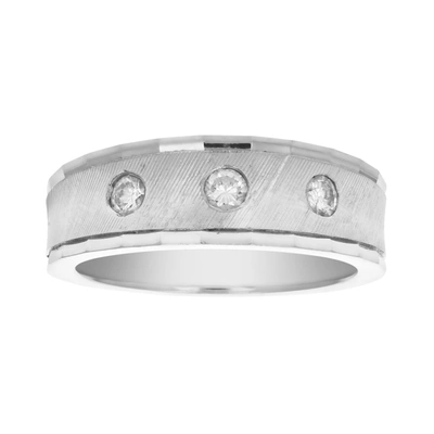 Vir Jewels 1/4 Cttw Si2-i1 3 Stone 14k Gold Machine Set Diamond Wedding Band In Silver