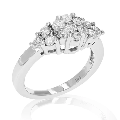 Vir Jewels 1 Cttw 3 Stone Diamond Cluster Composite Engagement Ring 14k White Gold In Silver