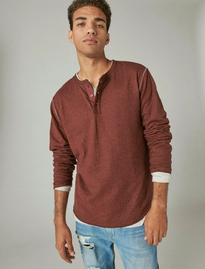 Lucky Brand Mens Duofold Henley In Red