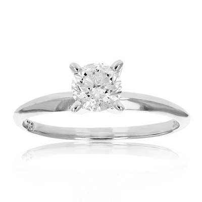 Vir Jewels 0.70 Cttw Round Diamond Solitaire Engagement Ring 14k White Gold Bridal In Silver