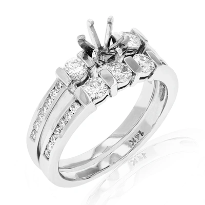Vir Jewels 3/4 Cttw Semi Mount Diamond Wedding Bridal Set 14k White Gold Round In Silver