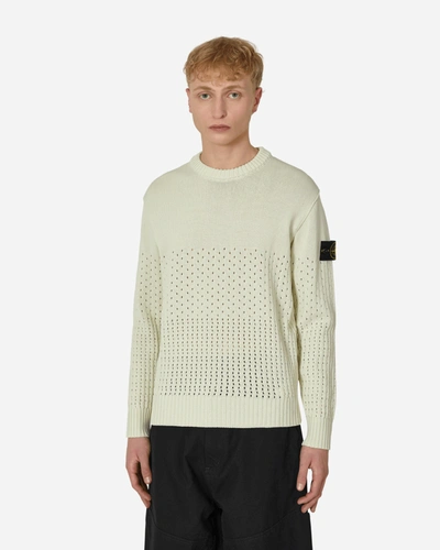 Stone Island Perforated Crewneck Sweater In White