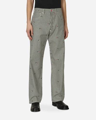 Kenzo Relaxed Striped Cotton Denim Jeans In Grey
