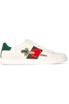 GUCCI Appliquéd embellished leather sneakers