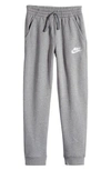 Nike Sportswear Club Fleece Big Kids' Pants In Carbon Heather,cool Grey,white