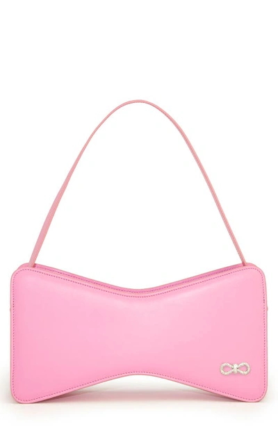 Mach&mach Lg Bow Leather Baguette Top Handle Bag In Baby Pink