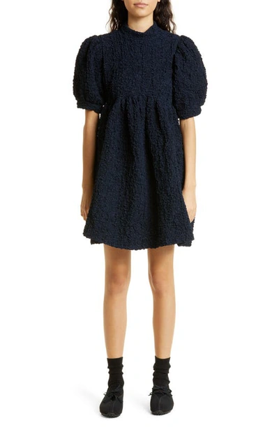 Cecilie Bahnsen Uma Puff-sleeves Smocked Mini Dress In Blue